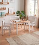 Home4You Kindersitzgruppe Kiefernholz massiv 4-tlg Tisch Bank Stühle Bild 1