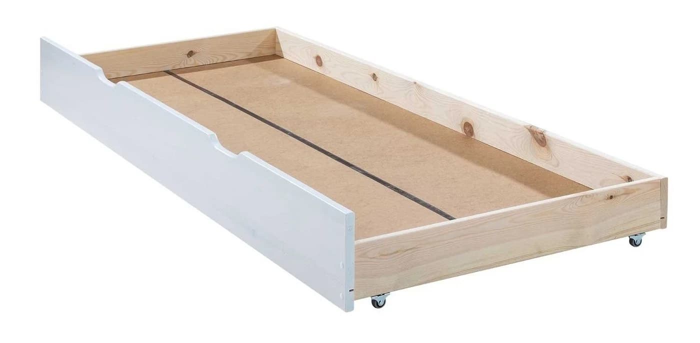 Home4You Bettschubkasten Weiß Massivholz mit Rollen - Bild 2