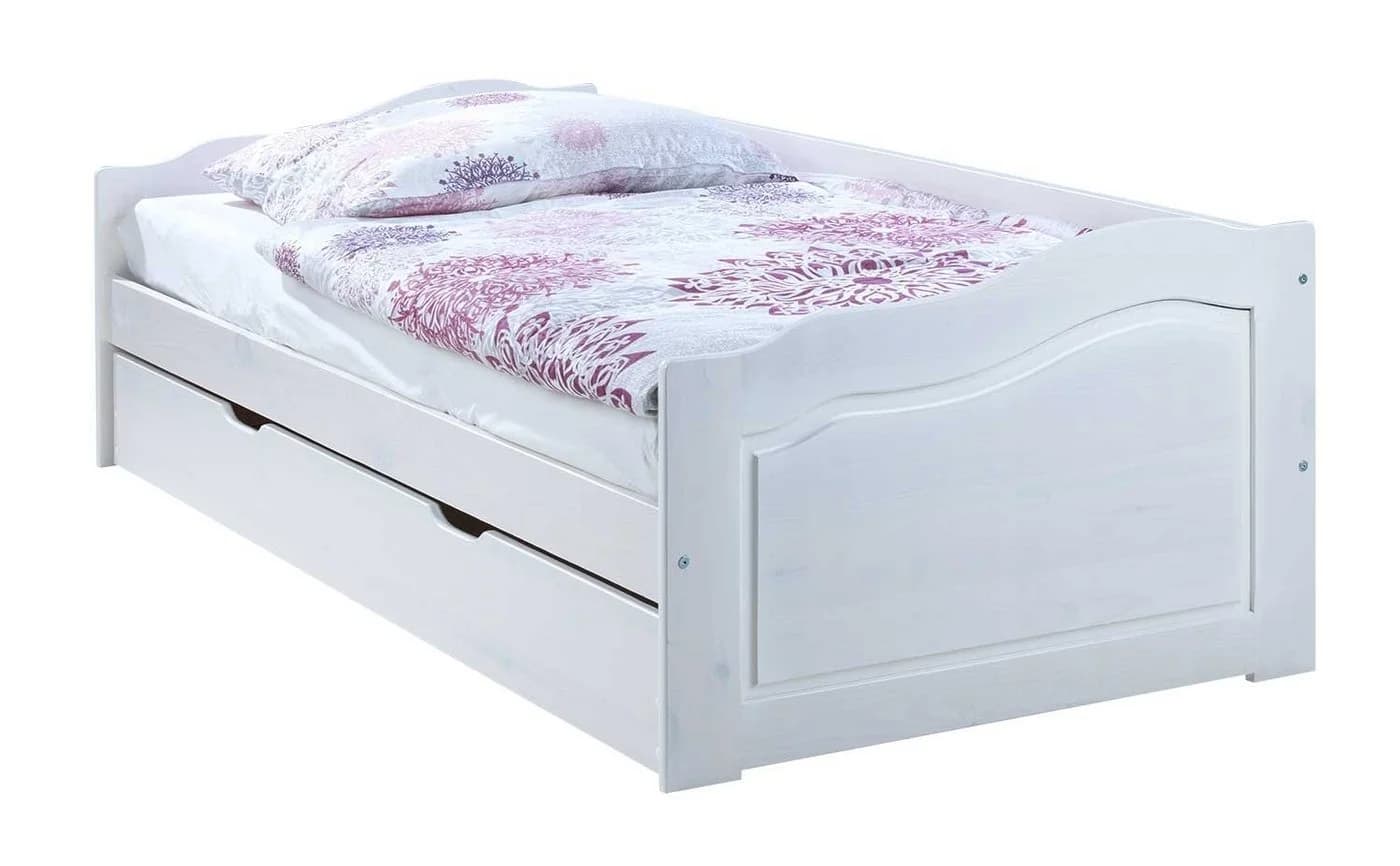 Home4You Bettschubkasten Weiß Massivholz mit Rollen - Bild 5