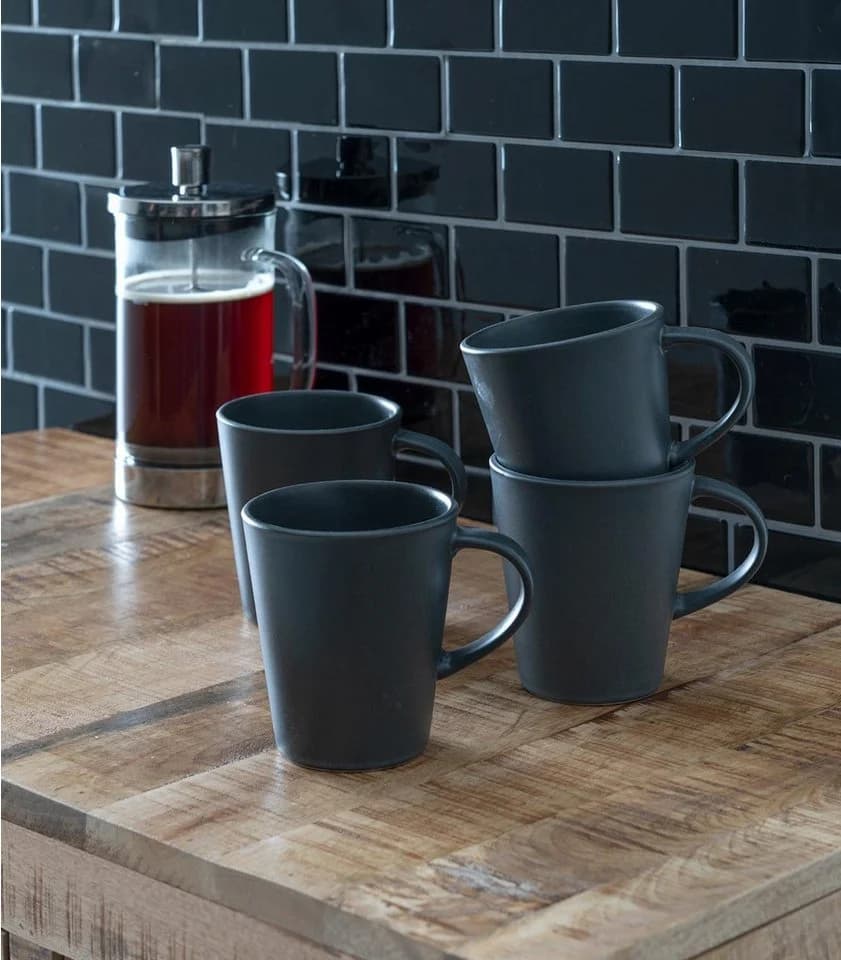 Home4You Becher BAILO Schwarz 440ml Steingut - Bild 3