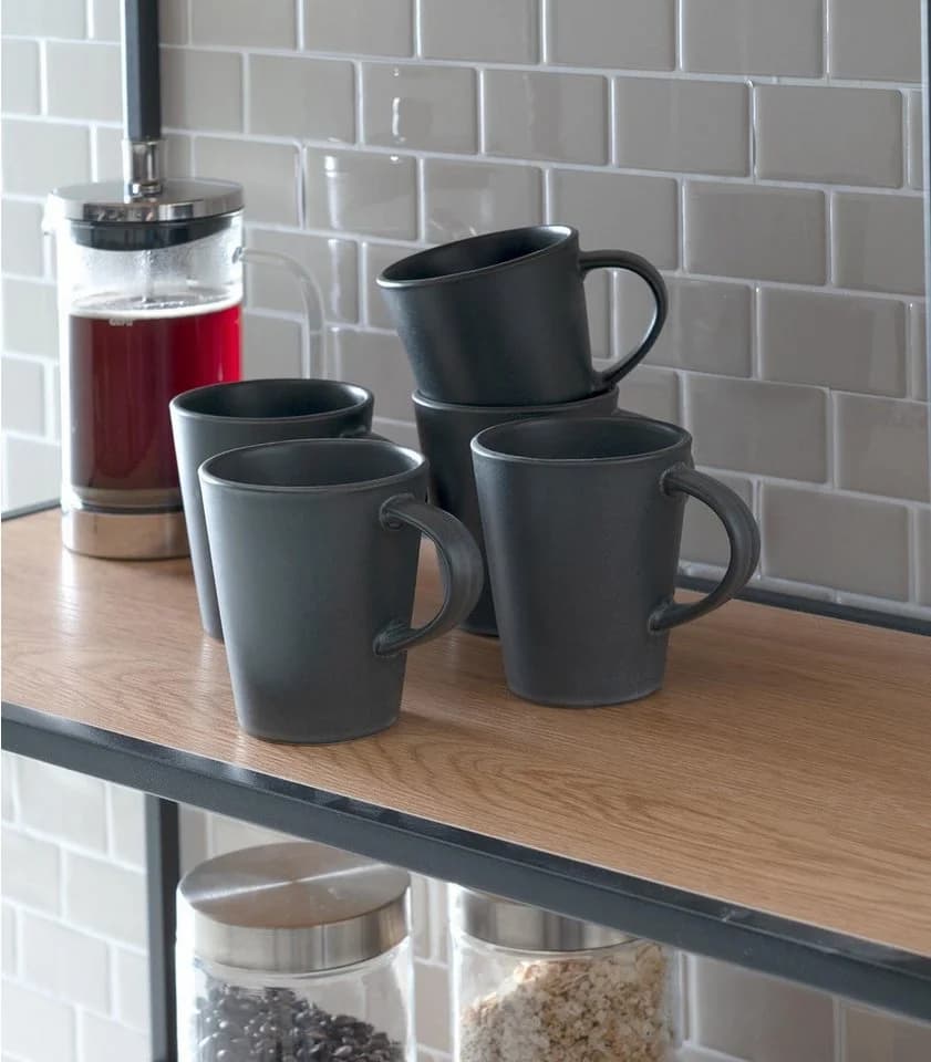 Home4You Becher BAILO Schwarz 440ml Steingut - Bild 4