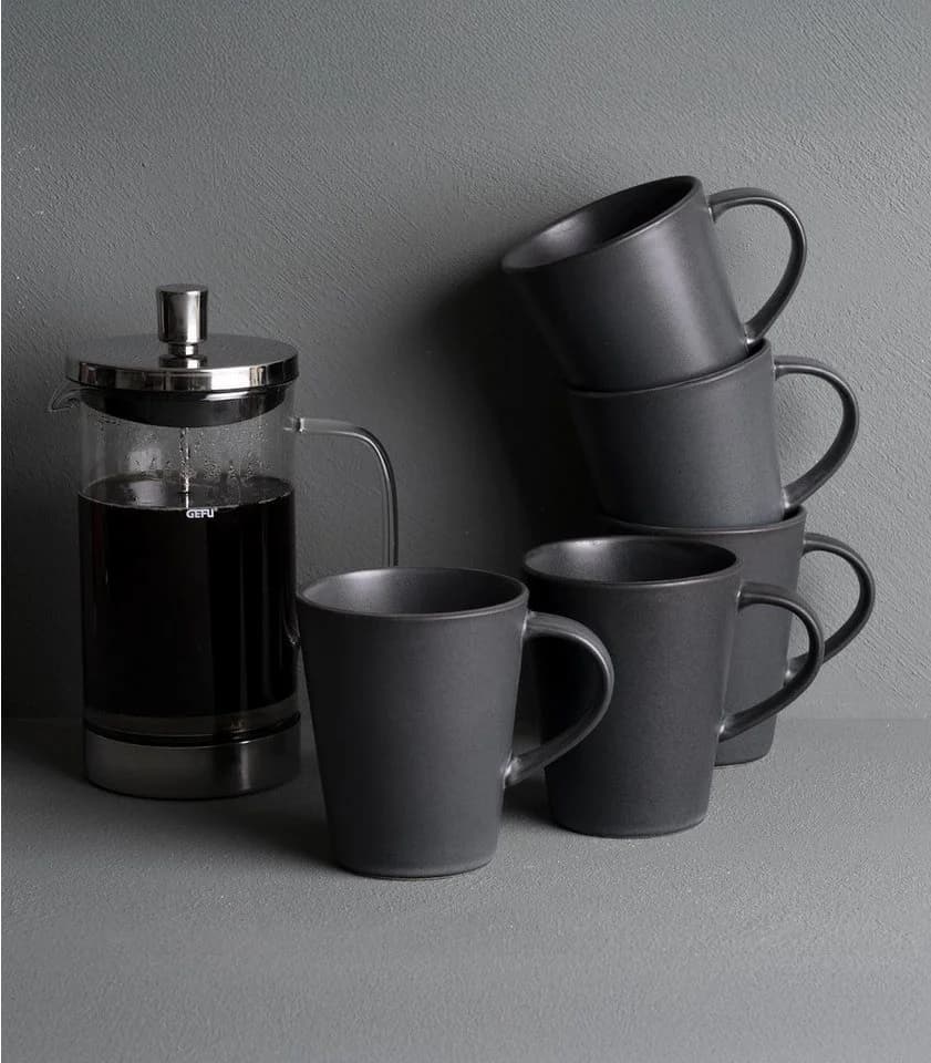 Home4You Becher BAILO Schwarz 440ml Steingut - Bild 5