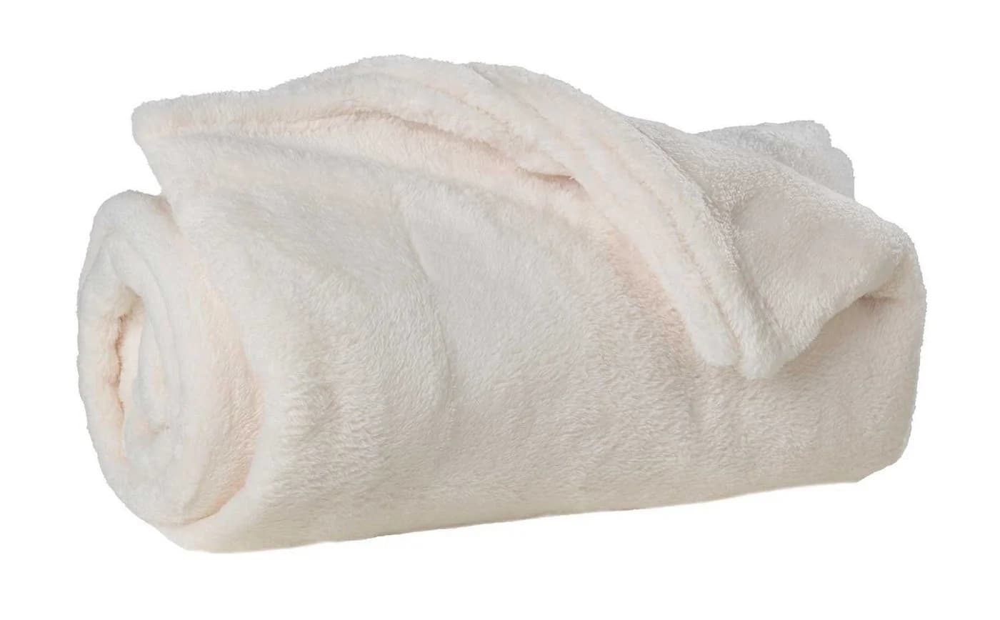 Wohndecke Fleecedecke Elfenbeinfarben 150 x 200 cm Home4You Polyester - Bild 2