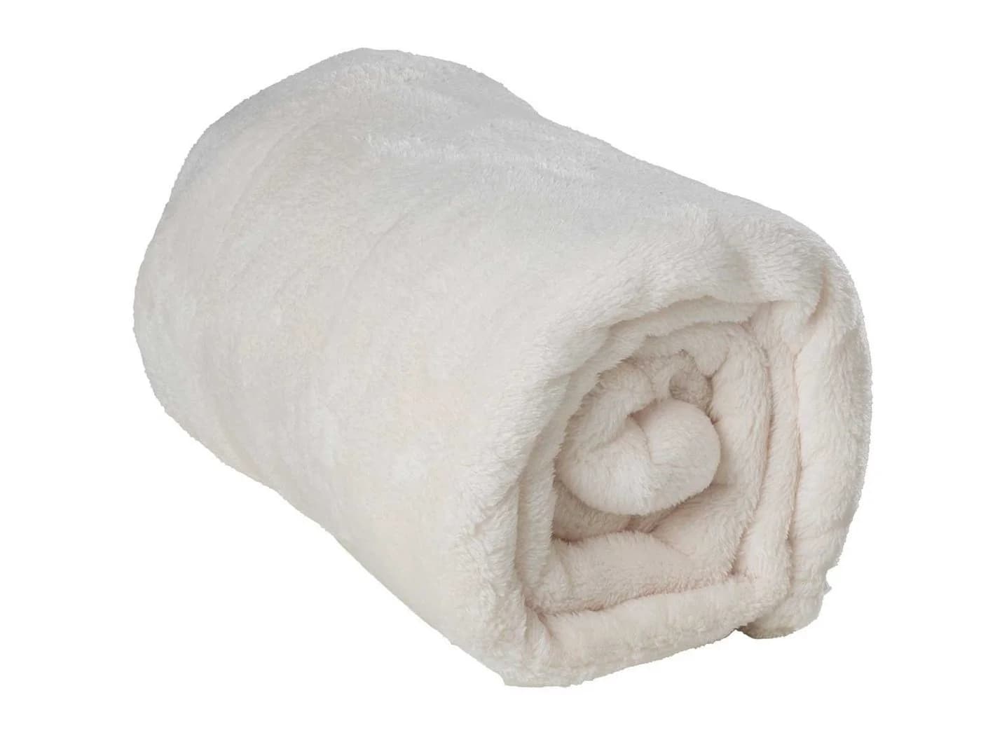 Wohndecke Fleecedecke Elfenbeinfarben 150 x 200 cm Home4You Polyester - Bild 3