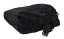 Home4You Wohndecke Schwarz Chenille mit Fransen Bild 2