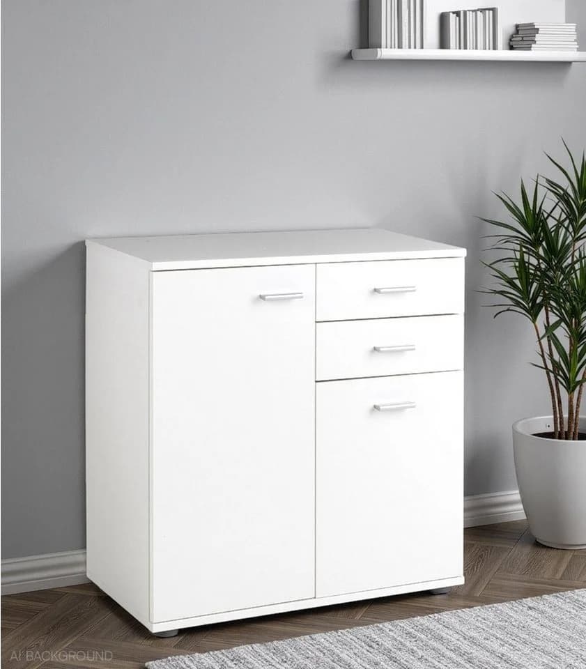 Kommode Sideboard SOLO Weiß 2 Schubladen 2 Türen