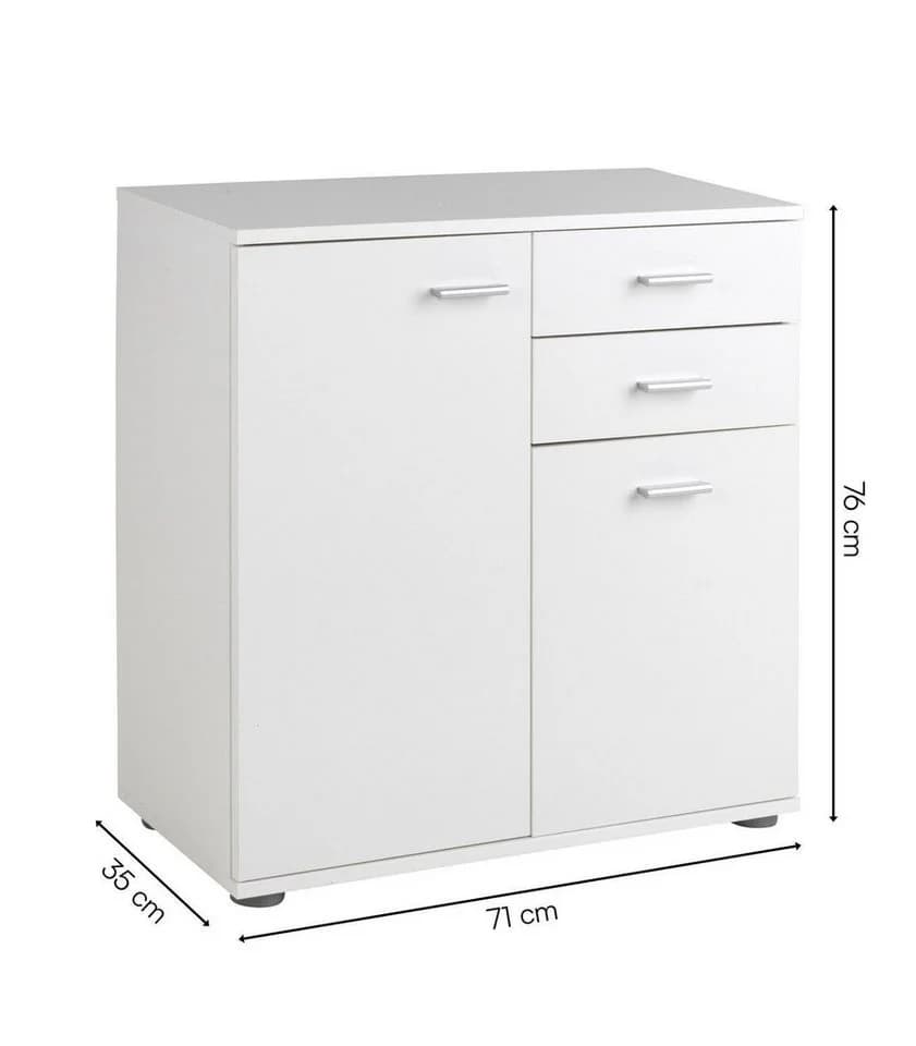Kommode Sideboard SOLO Weiß 2 Schubladen 2 Türen - Bild 3