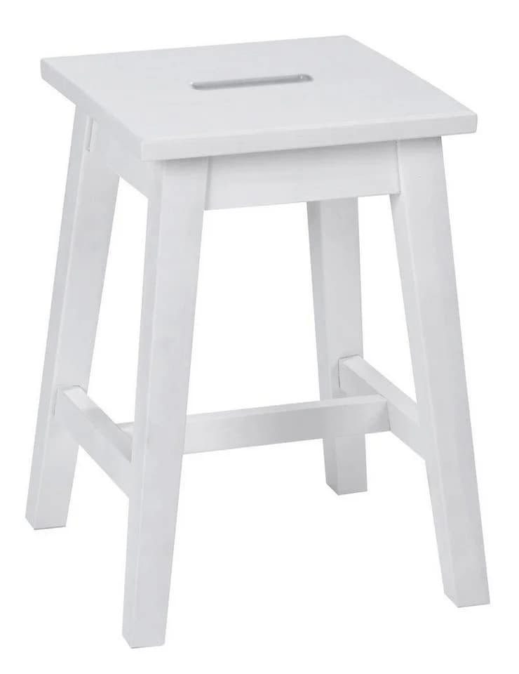 Home4You Sitzhocker Weiß Lackiert Massivholz - Bild 2
