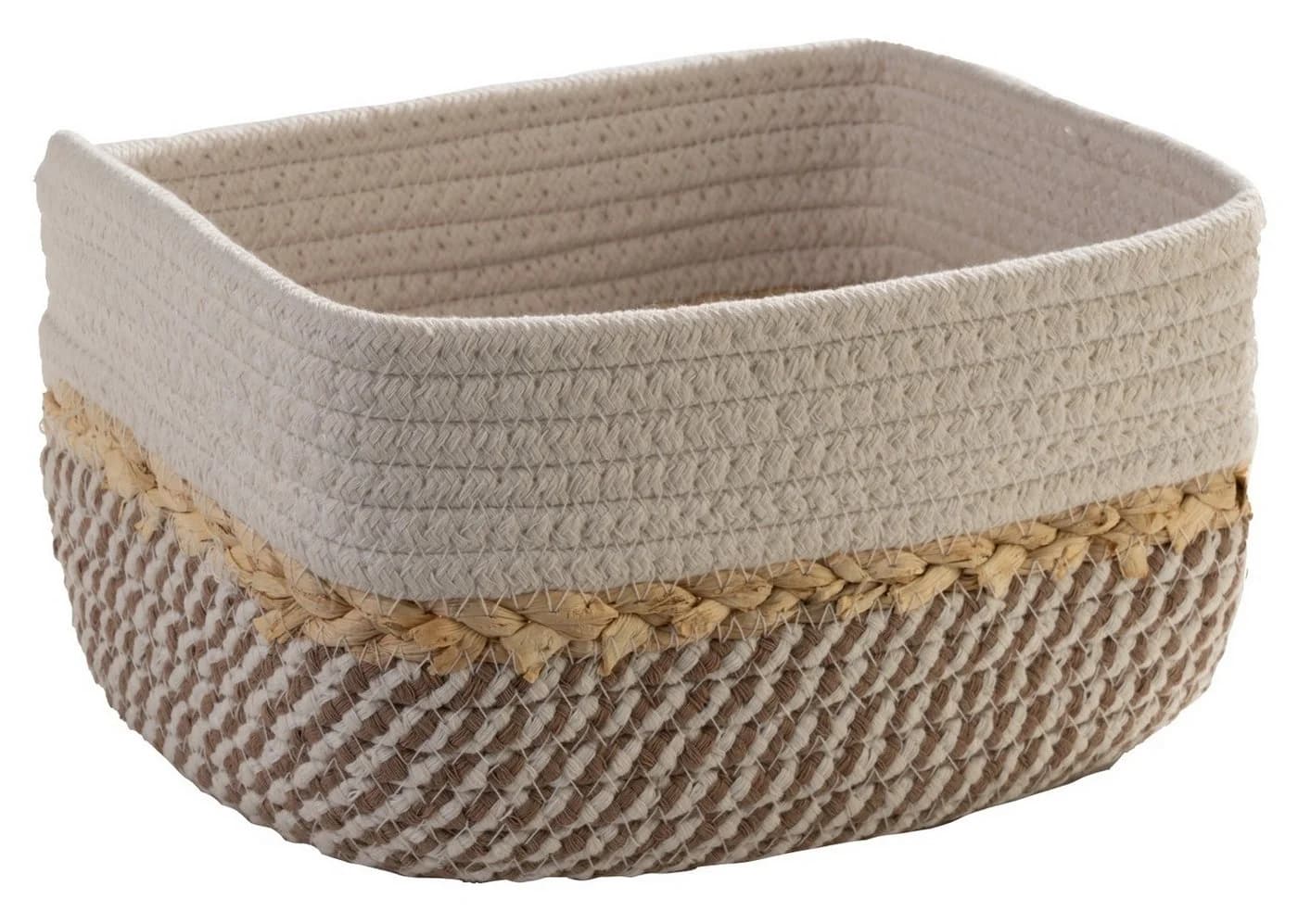 Home4You Aufbewahrungskorb Baumwolle Beige Weiß