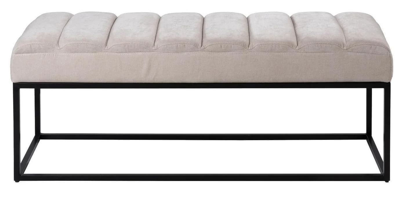 Home4You Sitzbank Beige Schwarz Metallgestell Gesteppt