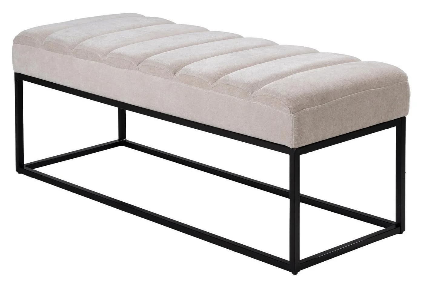 Home4You Sitzbank Beige Schwarz Metallgestell Gesteppt - Bild 2