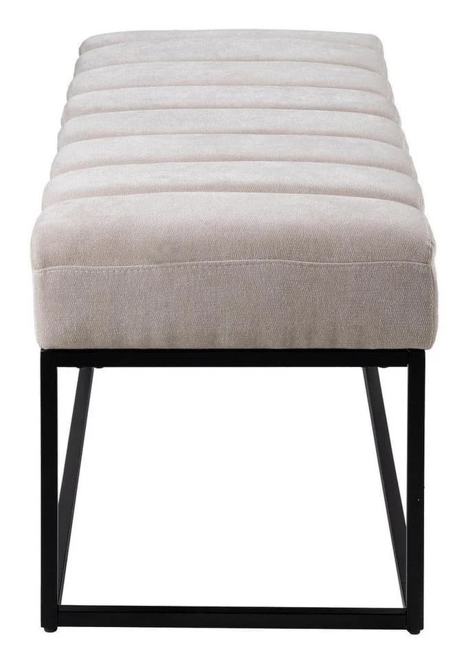 Home4You Sitzbank Beige Schwarz Metallgestell Gesteppt - Bild 3