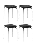 HAKU Sitzhocker Stapelhocker 4er Set Schwarz Kunstleder stapelbar Bild 2