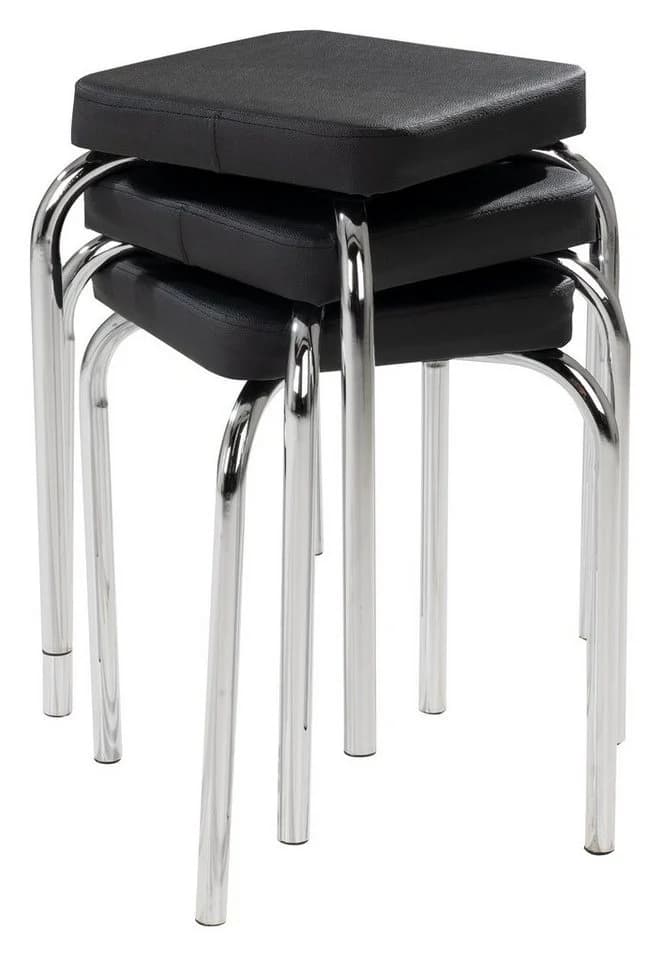 HAKU Sitzhocker Stapelhocker 4er Set Schwarz Kunstleder stapelbar - Bild 4