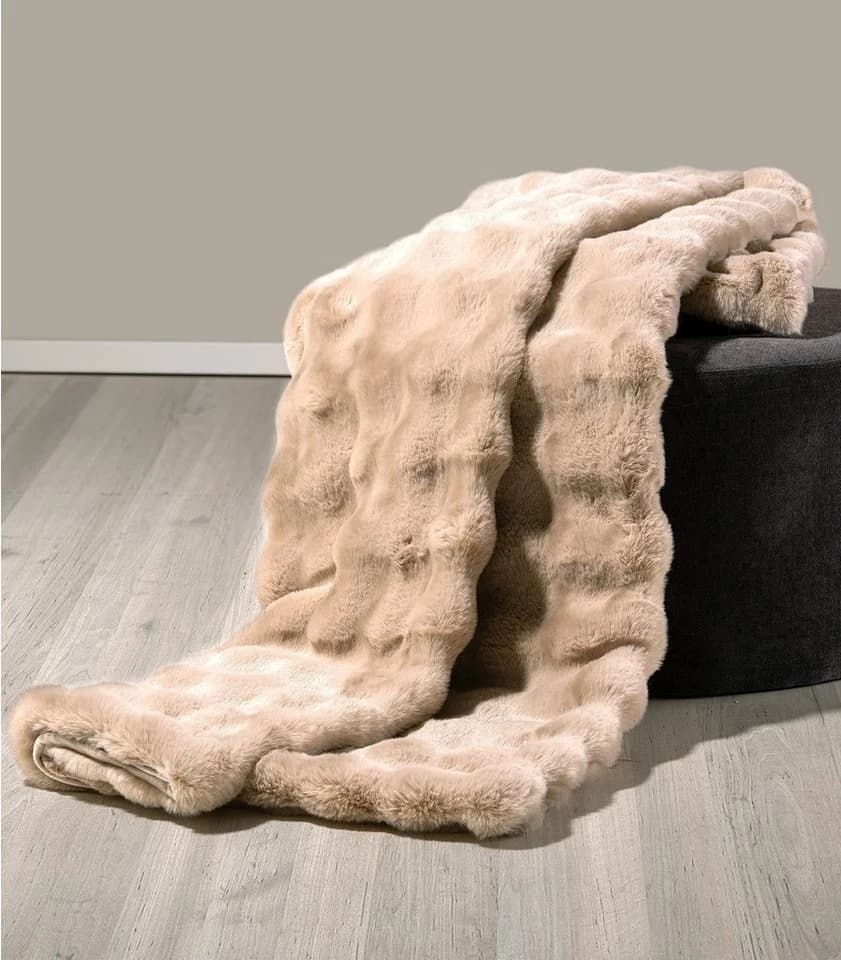 Home4You Wohndecke 150x200 cm Beige Polyester - Bild 5