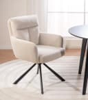 Home4You Polsterstuhl Beige Cord Metallgestell 180° drehbar Bild 1
