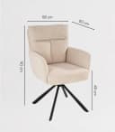 Home4You Polsterstuhl Beige Cord Metallgestell 180° drehbar Bild 3
