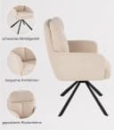Home4You Polsterstuhl Beige Cord Metallgestell 180° drehbar Bild 4