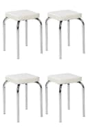 HAKU Sitzhocker Stapelhocker 4er Set Kunstleder Weiß Bild 2