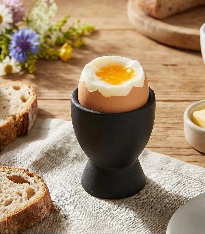 HIT Trading Eierbecher BRUNCH Schwarz matt 4-tlg. Steingut