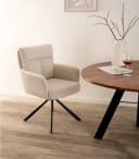 Home4You Polsterstuhl Beige Cordbezug Metallgestell 2er Set 180 Grad Drehbar Bild 1