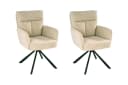 Home4You Polsterstuhl Beige Cordbezug Metallgestell 2er Set 180 Grad Drehbar Bild 2