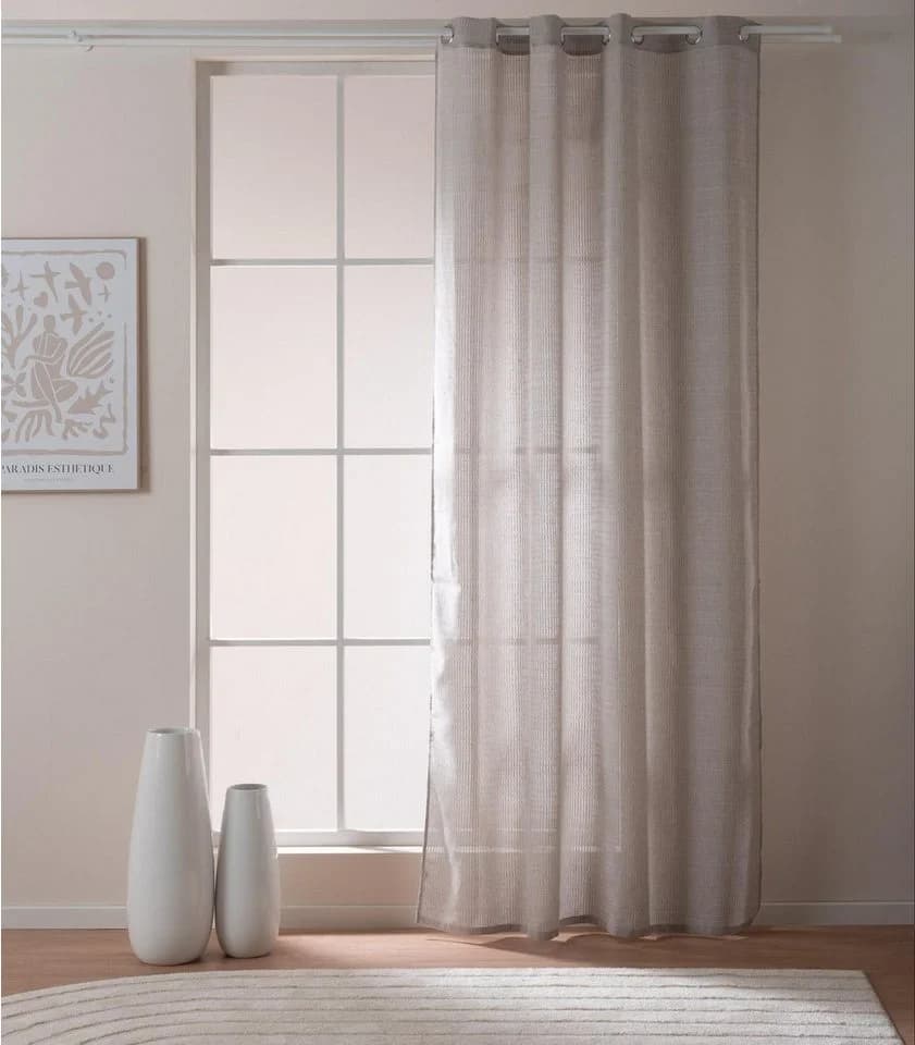 Home4You Vorhang Greige Halbtransparent Polyester - Bild 3