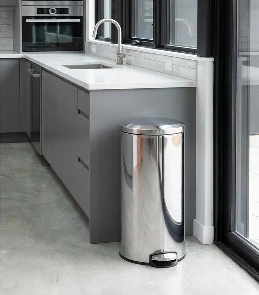 Home4You Treteimer 30L Edelstahl Silbergrau Softclose