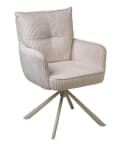 Home4You Polsterstuhl Creme Cordoptik Metallgestell 180 Grad Drehbar Bild 2