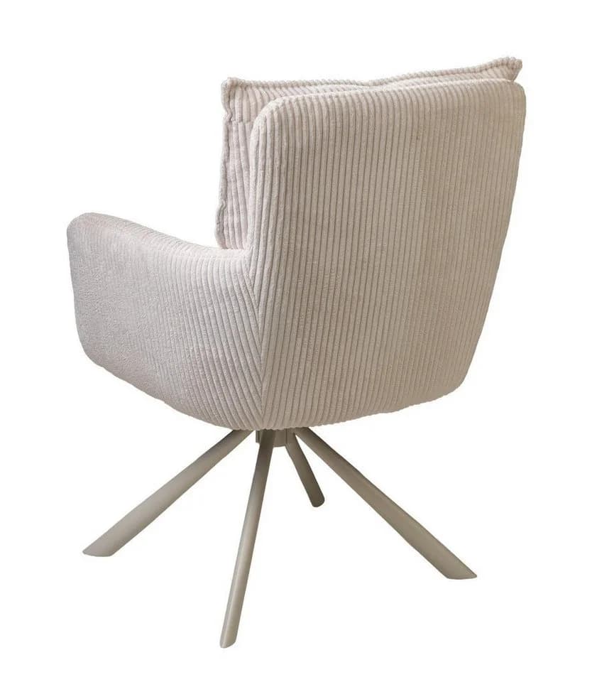 Home4You Polsterstuhl Creme Cordoptik Metallgestell 180 Grad Drehbar - Bild 5