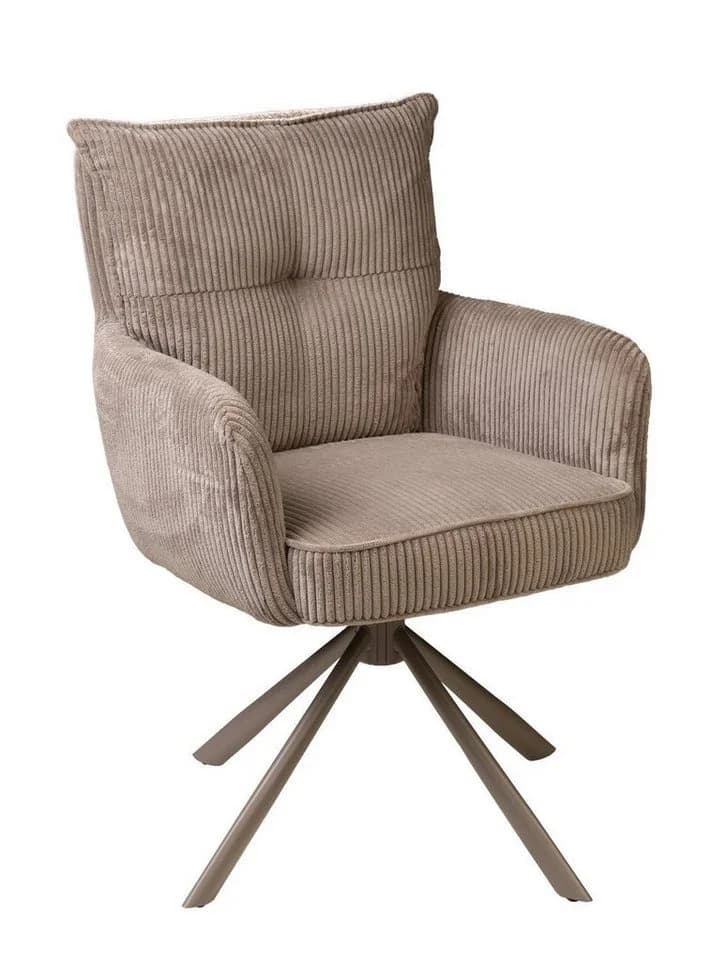 Home4You Polsterstuhl Taupe Cordoptik Metallgestell 180 Grad Drehbar - Bild 2