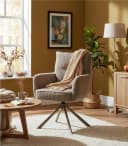 Home4You Polsterstuhl Taupe Cordoptik Metallgestell 180 Grad Drehbar Bild 3