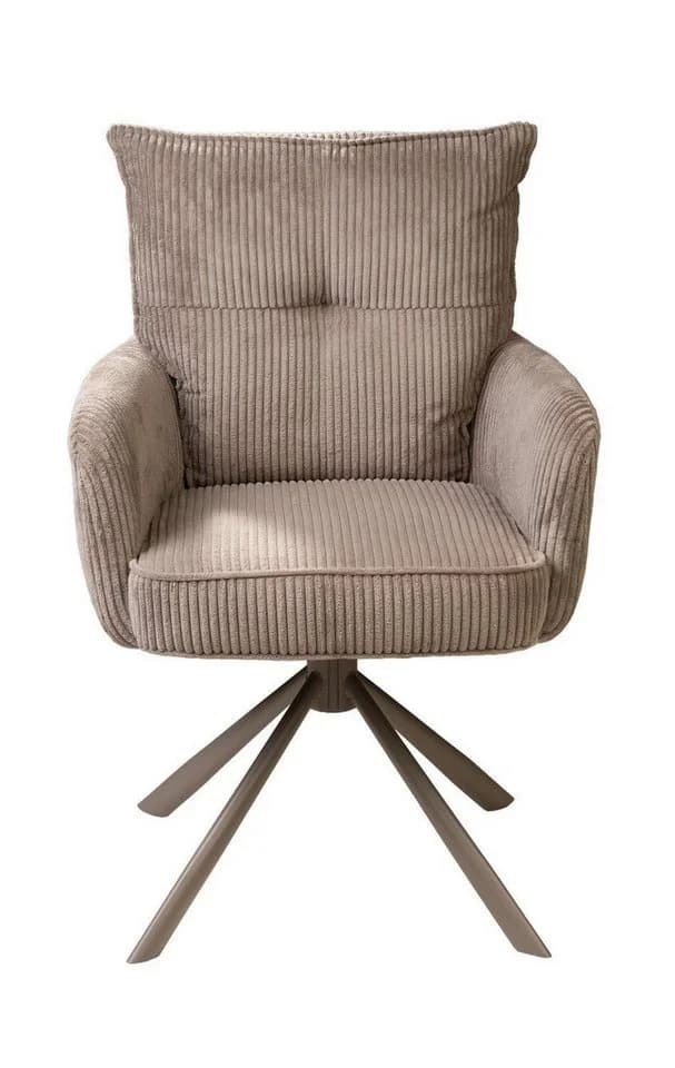 Home4You Polsterstuhl Taupe Cordoptik Metallgestell 180 Grad Drehbar - Bild 5