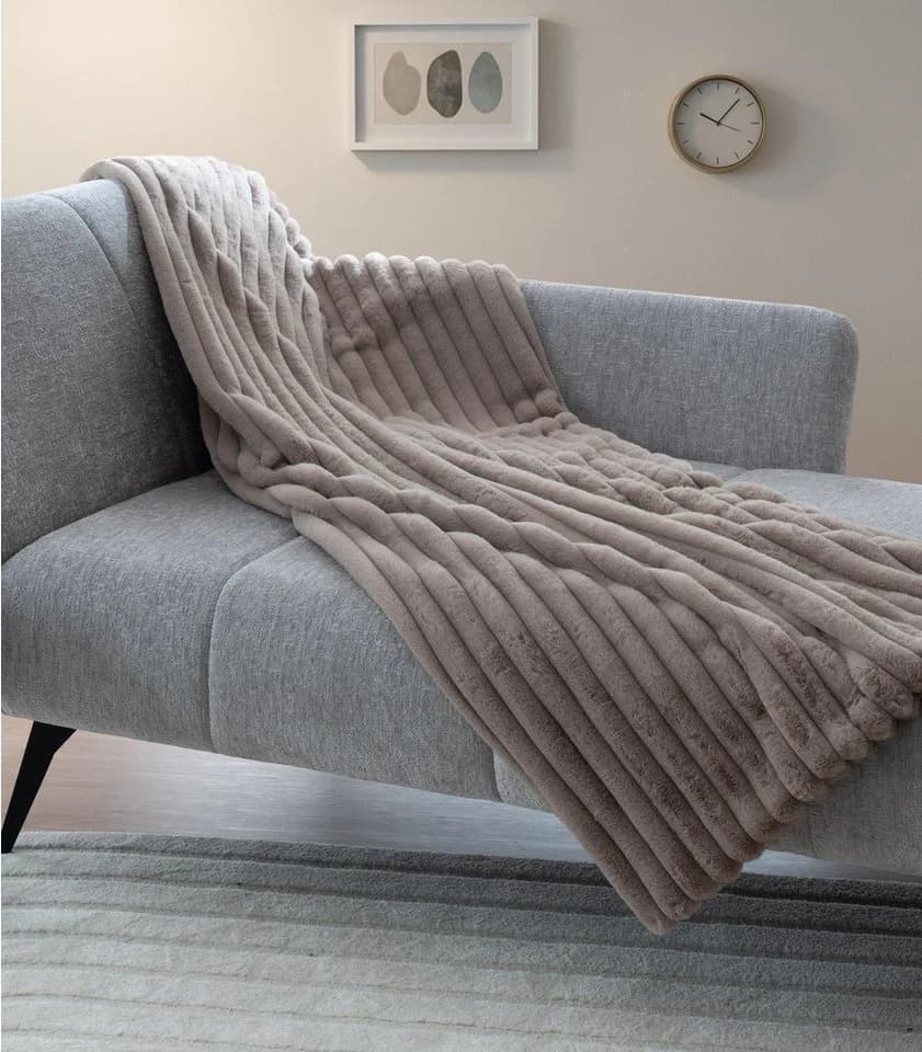 Wohndecke 150 x 200 cm Taupe Polyester Home4You