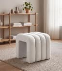 Home4You Polsterhocker Wollweiß Teddystoff Modern Bild 1