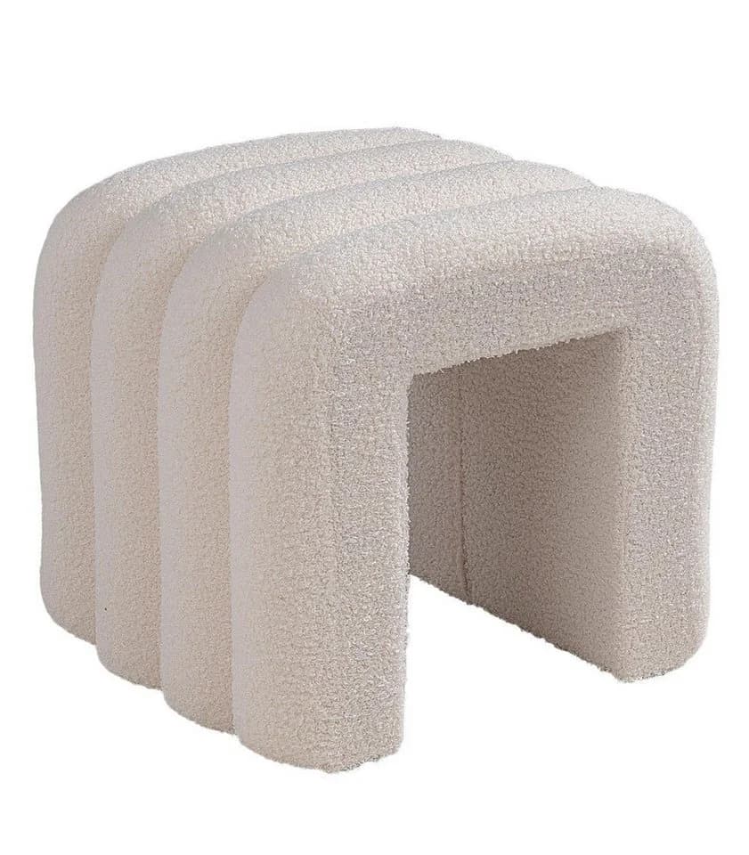 Home4You Polsterhocker Wollweiß Teddystoff Modern - Bild 5