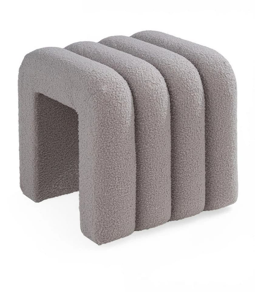 Home4You Polsterhocker Wollweiß Teddystoff Modern - Bild 2