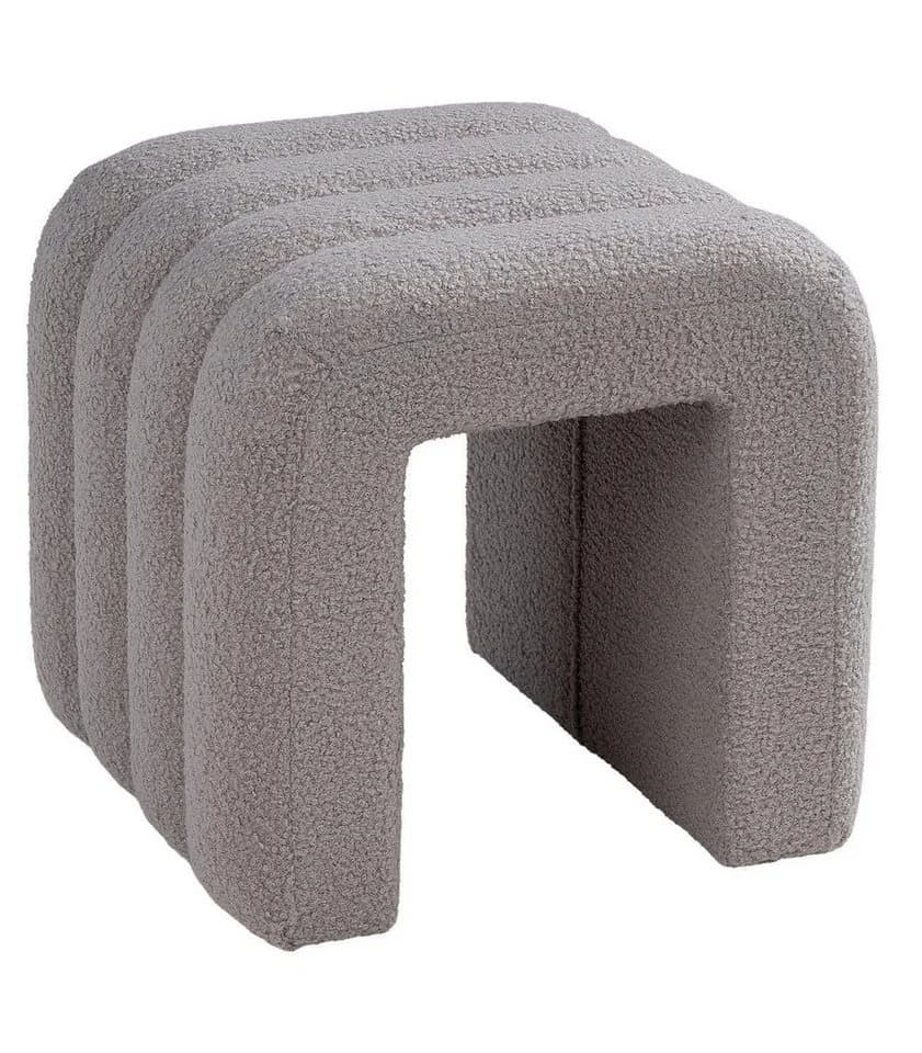 Home4You Polsterhocker Wollweiß Teddystoff Modern - Bild 4