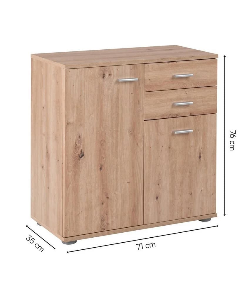 Kommode SOLO Artisan Eiche Dekor 2 Türen 2 Schubladen - Bild 3