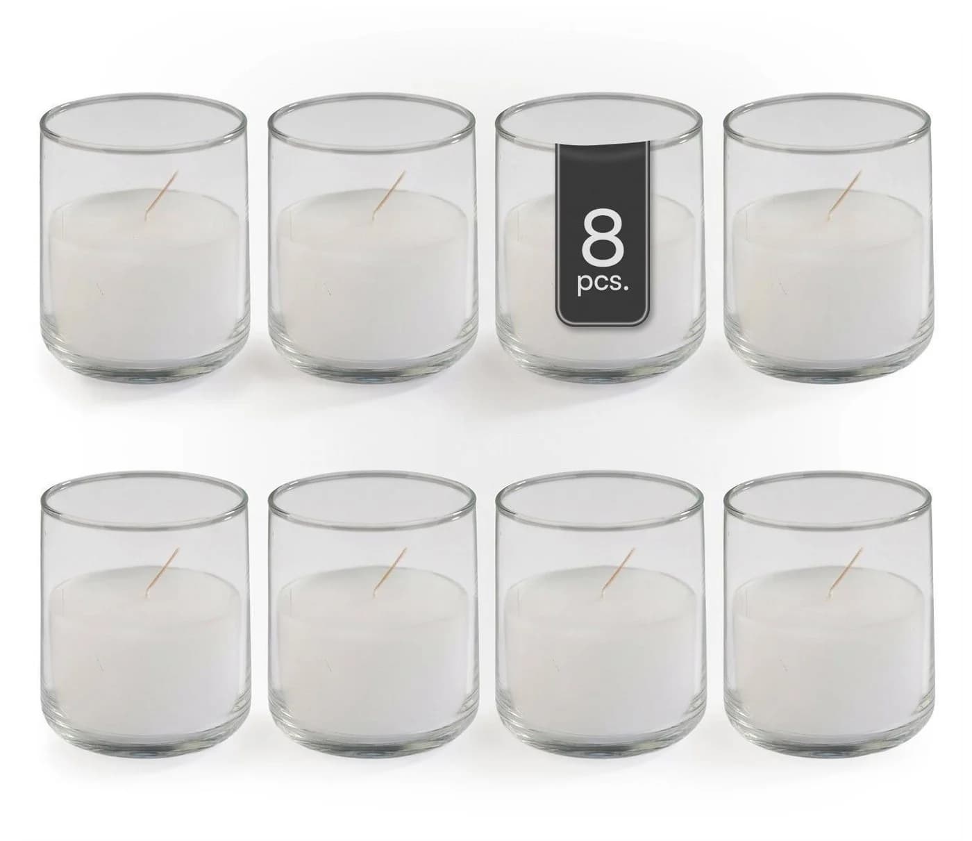 Home4You Stumpenkerzen 8er Set Weiß Glas - Bild 2