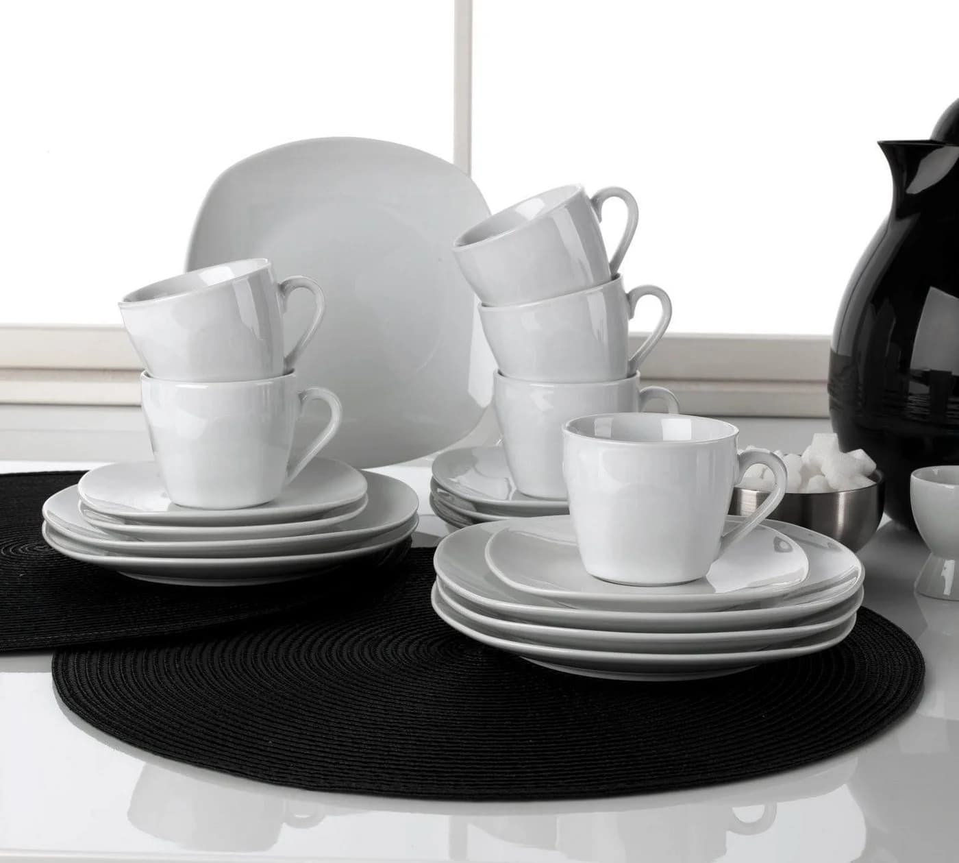 Home4You Kaffeeservice 36-tlg. Weiß Porzellan