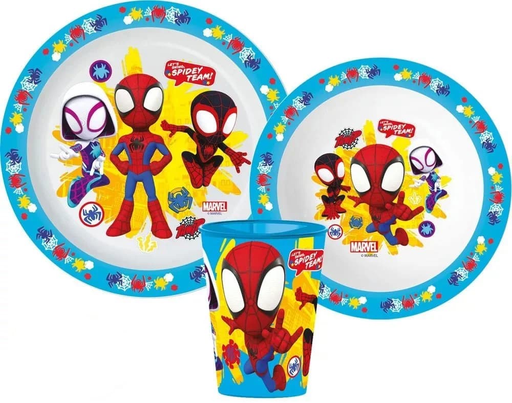 Spiderman Geschirr-Set 3-teilig Bunt Kunststoff für Kinder - Bild 2