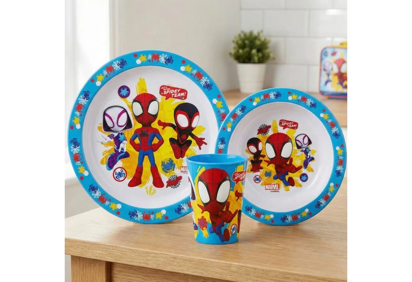 Spiderman Geschirr-Set 3-teilig Bunt Kunststoff für Kinder - Bild 3