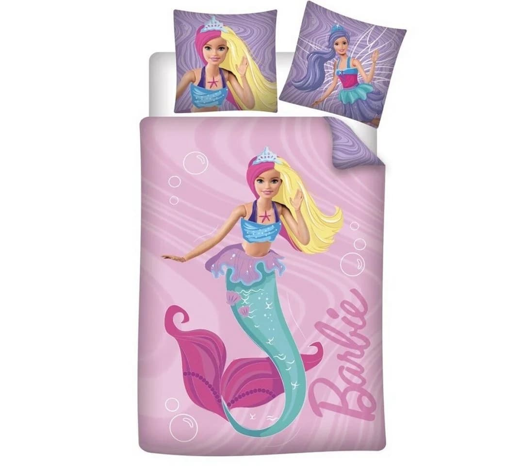Barbie Kinderbettwäsche 2tlg Meerjungfrau Design 100% Baumwolle - Bild 2