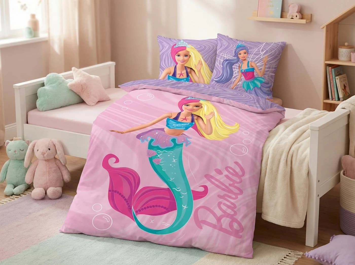 Barbie Kinderbettwäsche 2tlg Meerjungfrau Design 100% Baumwolle - Bild 3