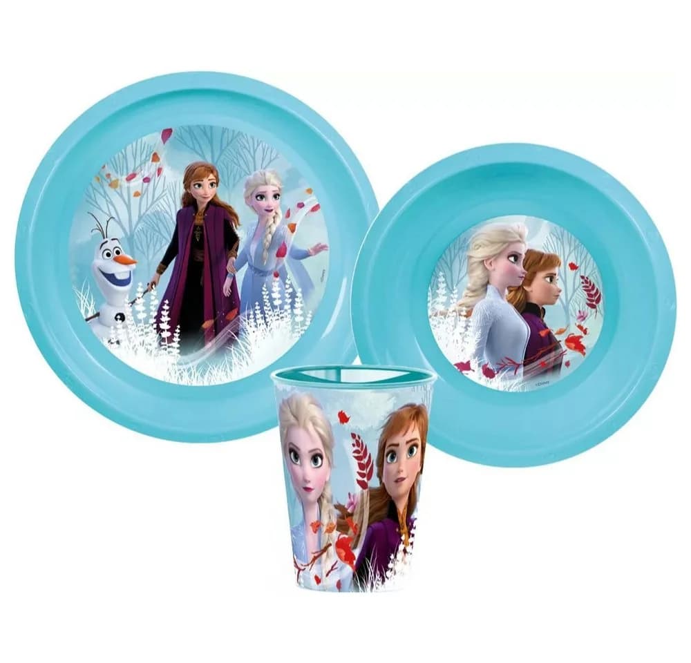 Disney Kindergeschirr-Set Frozen 3-teilig Bunt Kunststoff - Bild 2