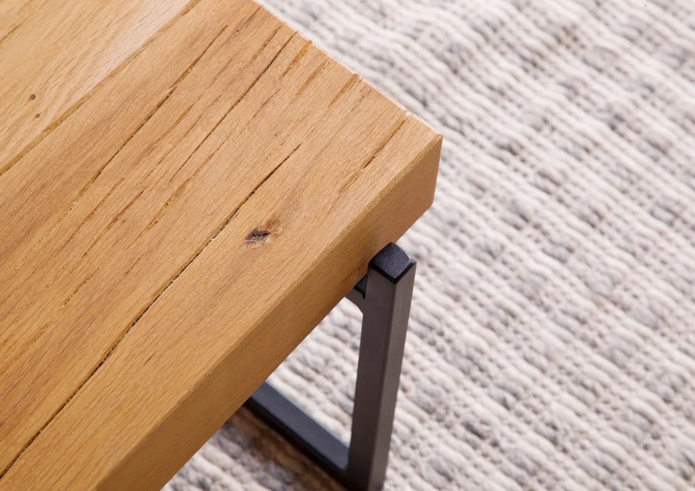 Massivmoebel24 Couchtisch Eiche massiv geölt schwarz Metall - Bild 5