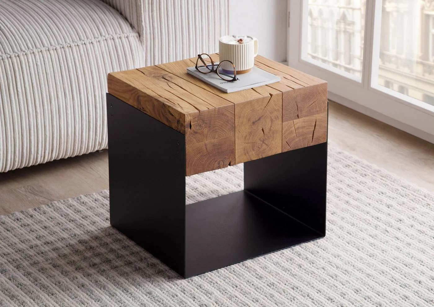 Massivmoebel24 Couchtisch LOUNGE COLLECTION Eiche massiv geölt