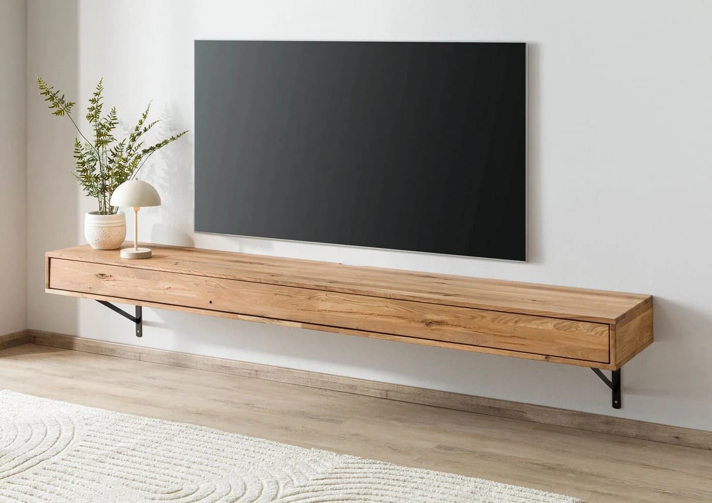 Massivmoebel24 Lowboard Wildeiche 180x43x17 cm Natur - Bild 3