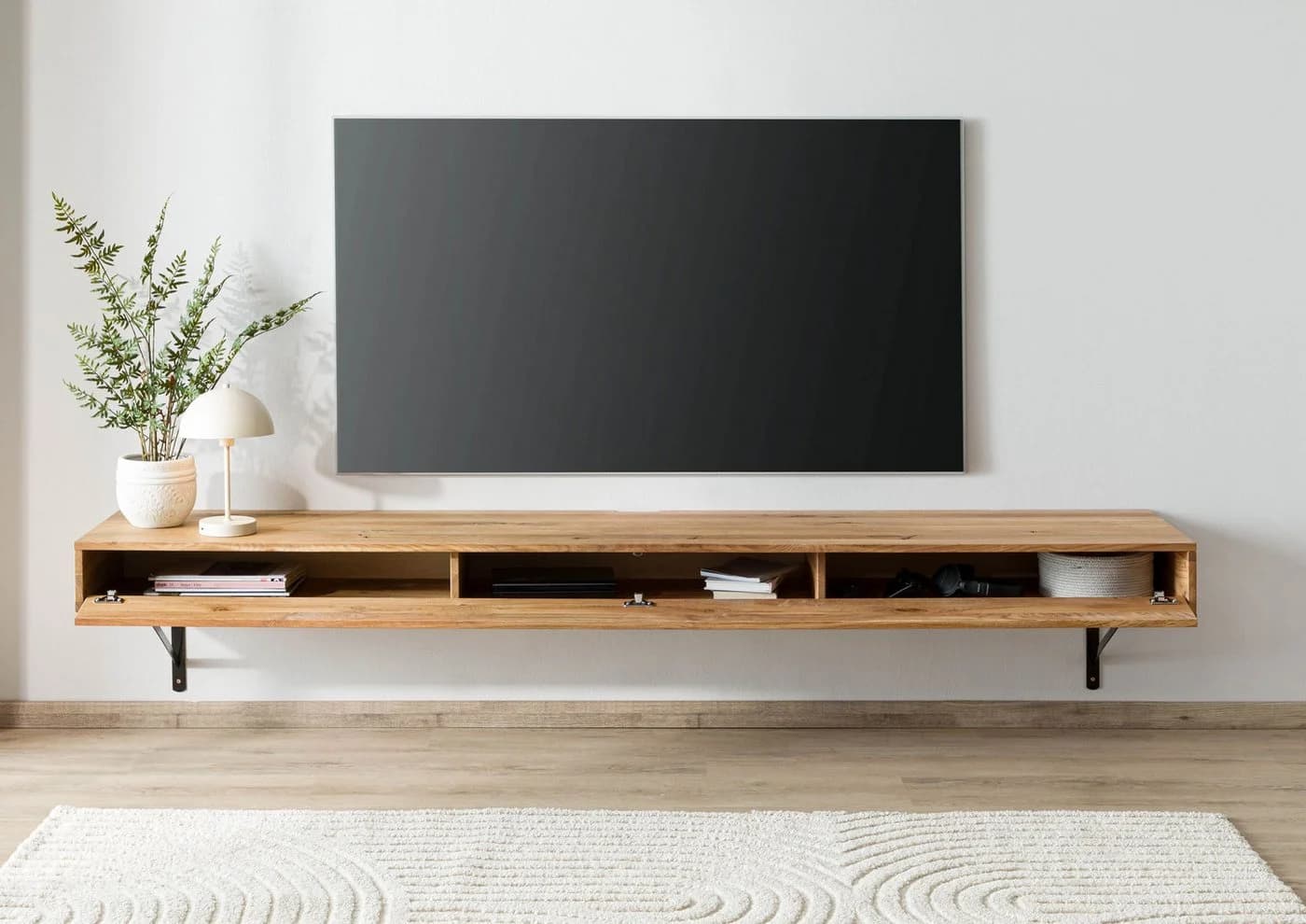 Massivmoebel24 Lowboard Wildeiche 180x43x17 cm Natur - Bild 4